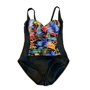 Women's Maxine Of Hollywood Multicolor Ruched Swimsuit Size Small EUC #2472